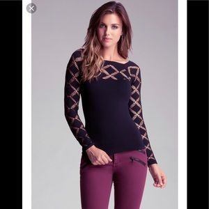 BEBE Diamond Slash Detail Top